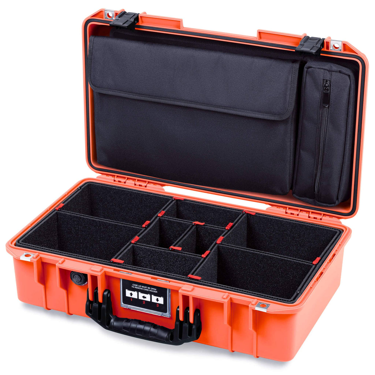 Pelican 1525 Air Case, Orange with Black Handle &amp; Latches TrekPak Divider Sytem with Laptop Computer Pouch ColorCase 015250-0220-150-111