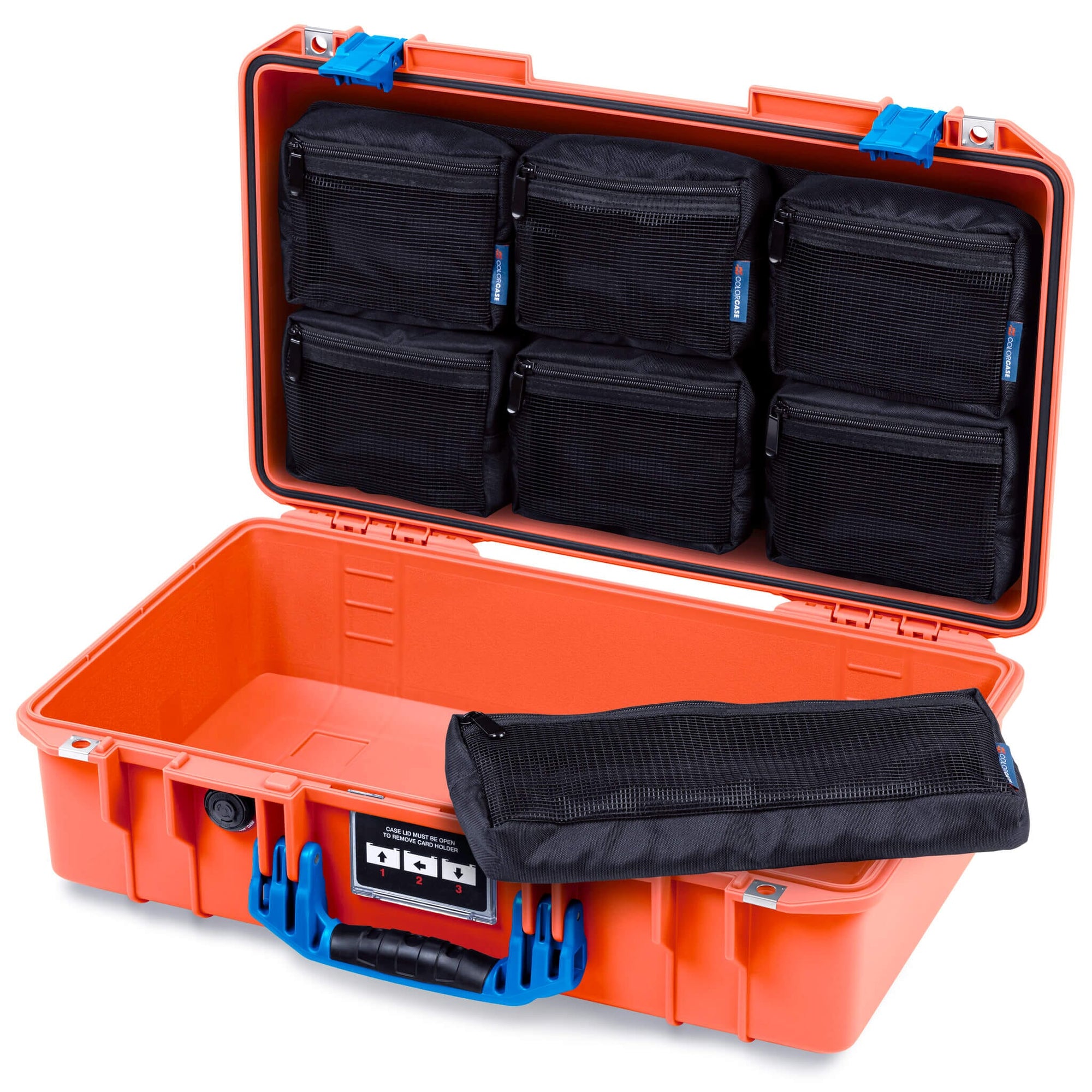 Pelican 1525 Air Case, Orange with Blue Handle & Latches ColorCase