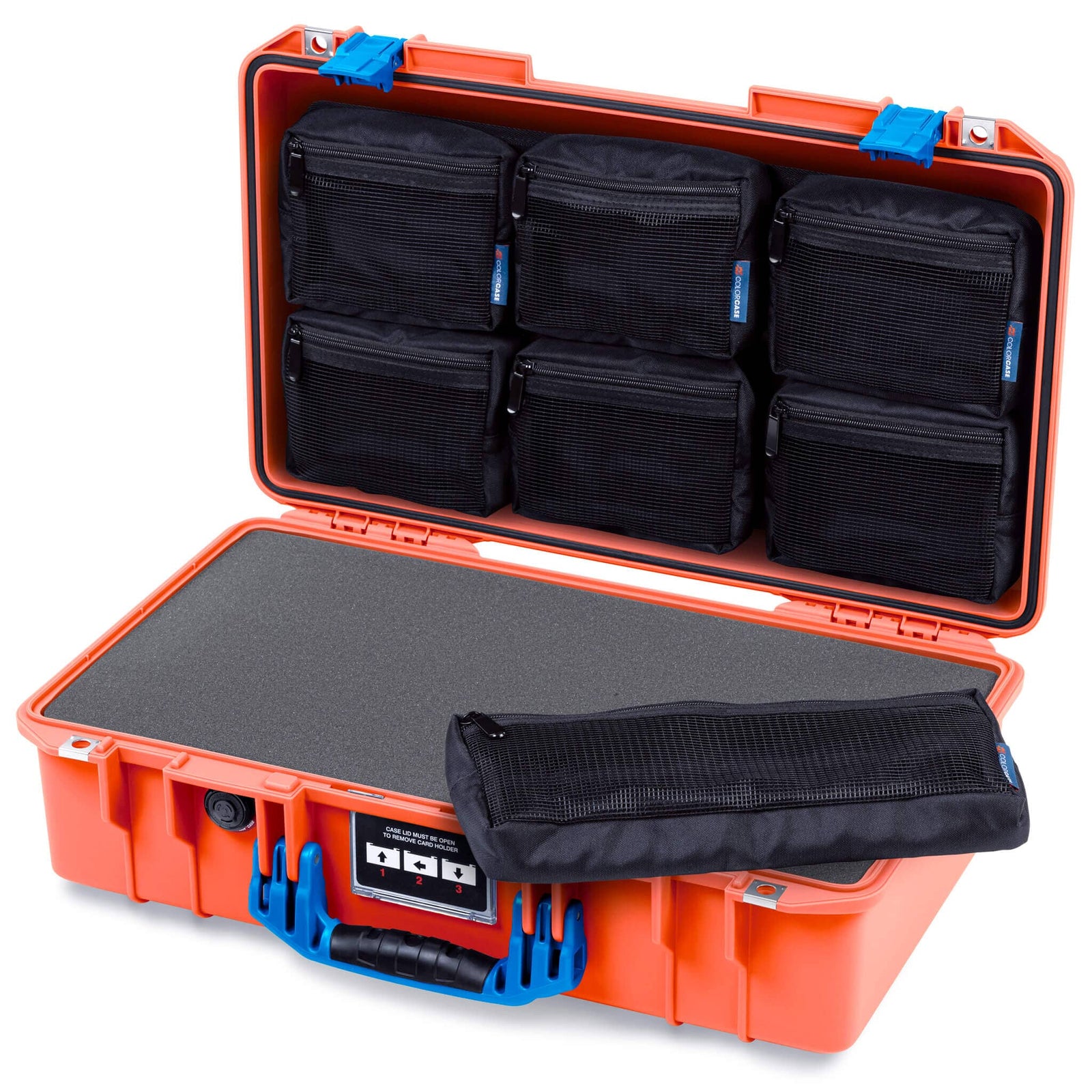 Pelican 1525 Air Case, Orange with Blue Handle & Latches ColorCase 