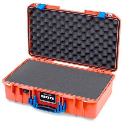 Pelican 1525 Air Case, Orange with Blue Handle & Latches Pick & Pluck Foam with Convolute Lid Foam ColorCase 015250-0001-150-121