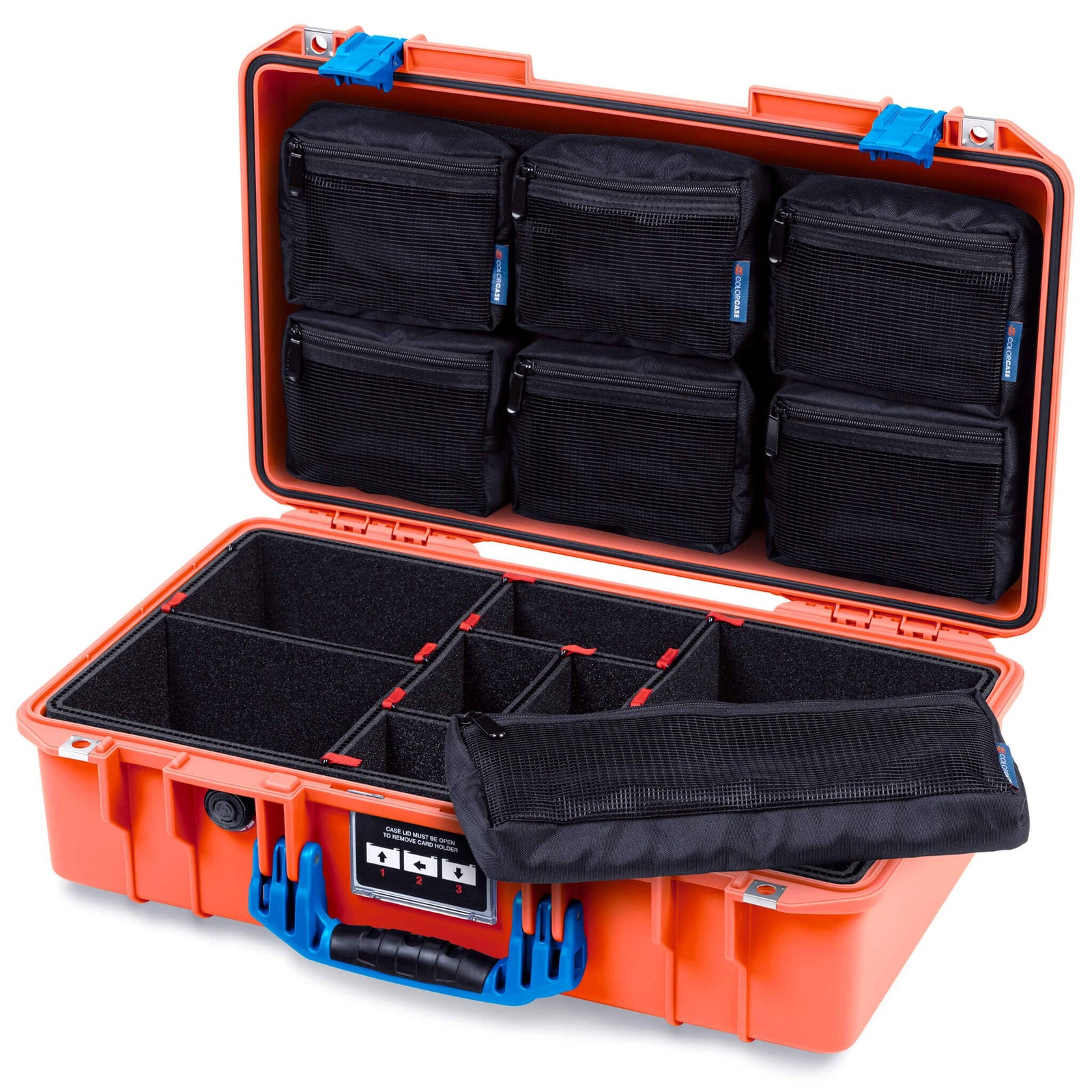 Pelican 1525 Air Case, Orange with Blue Handle & Latches ColorCase 