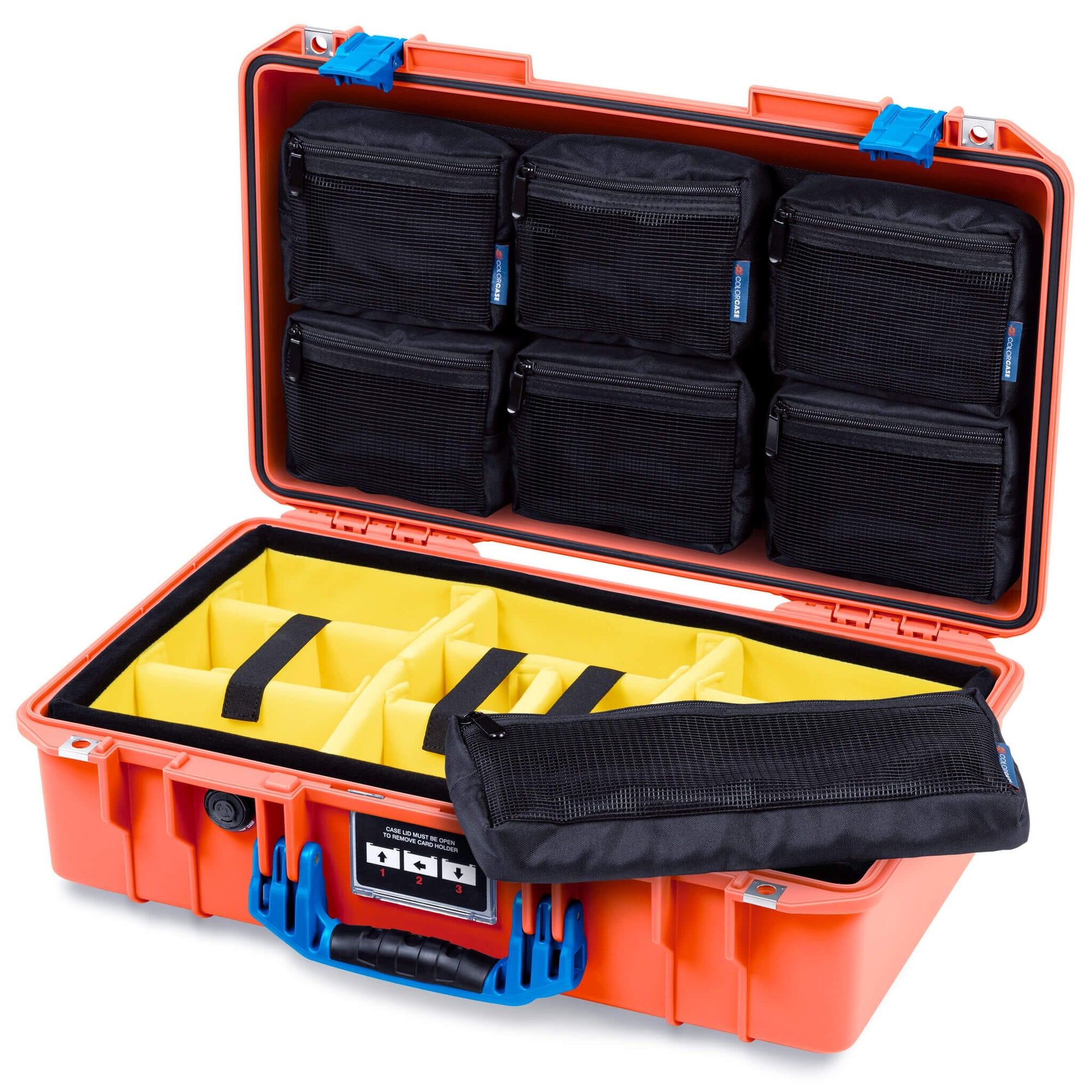Pelican 1525 Air Case, Orange with Blue Handle & Latches ColorCase