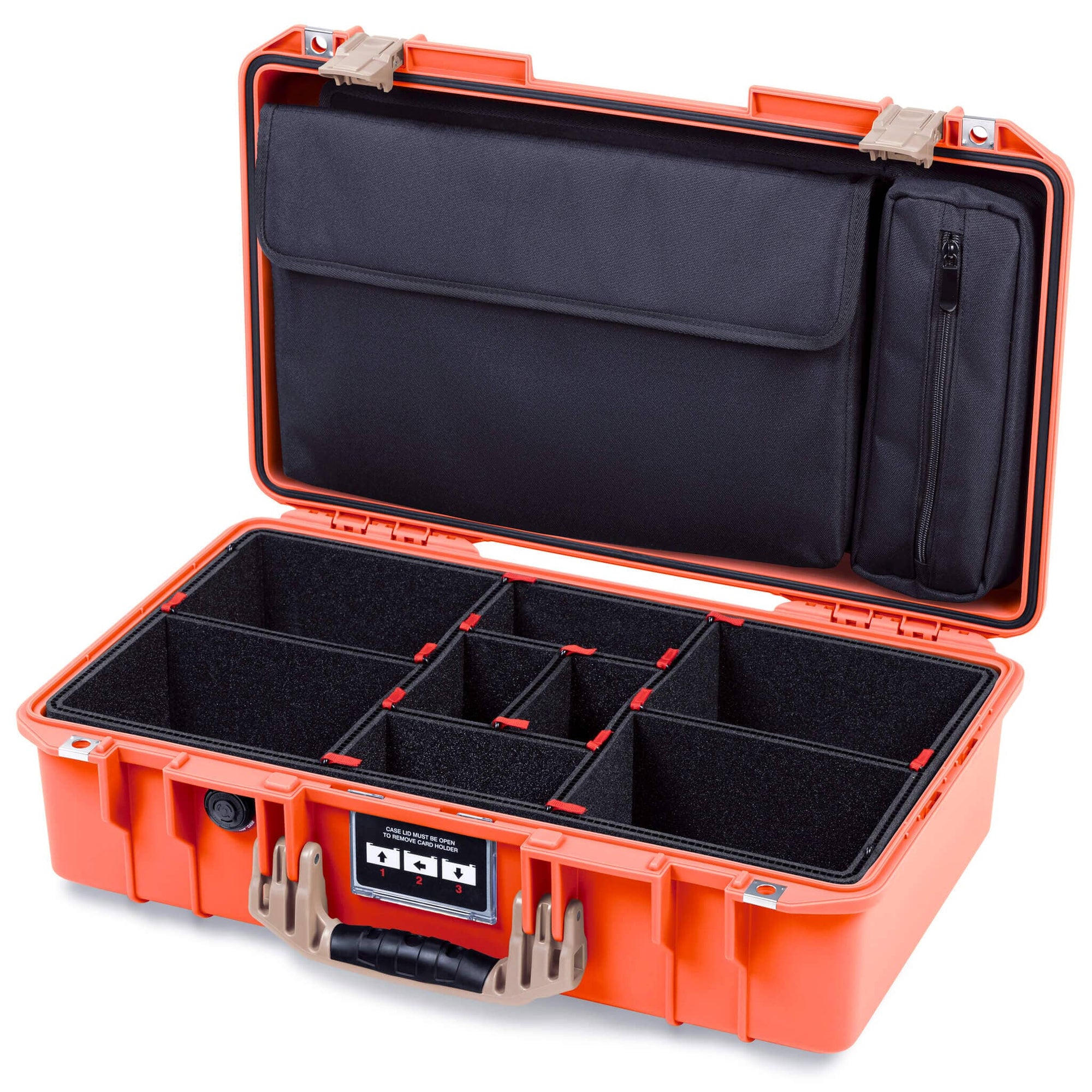 Pelican 1525 Air Case, Orange with Desert Tan Handle & Latches TrekPak Divider Sytem with Laptop Computer Pouch ColorCase 015250-0220-150-311