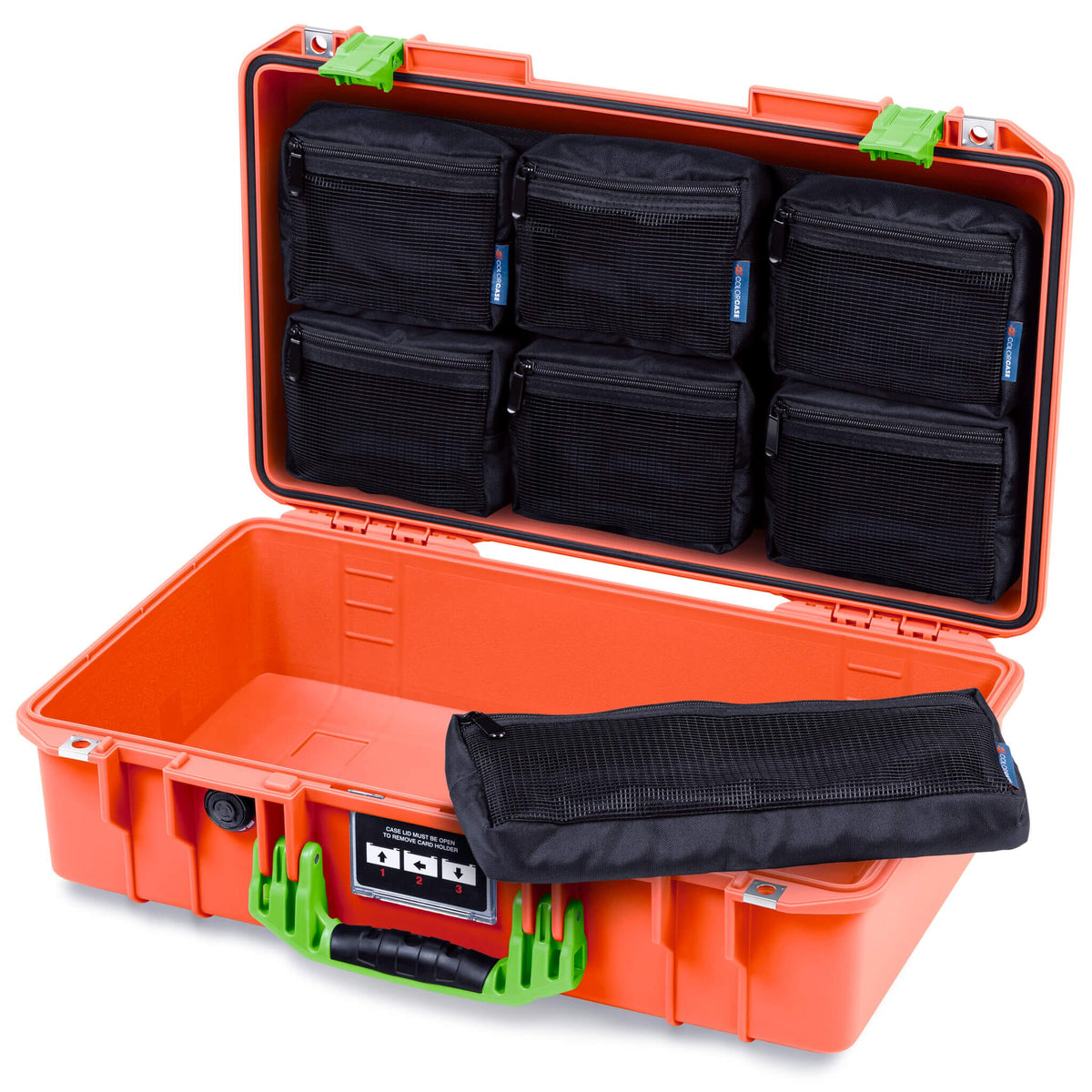 Pelican 1525 Air Case, Orange with Lime Green Handle & Latches ColorCase 