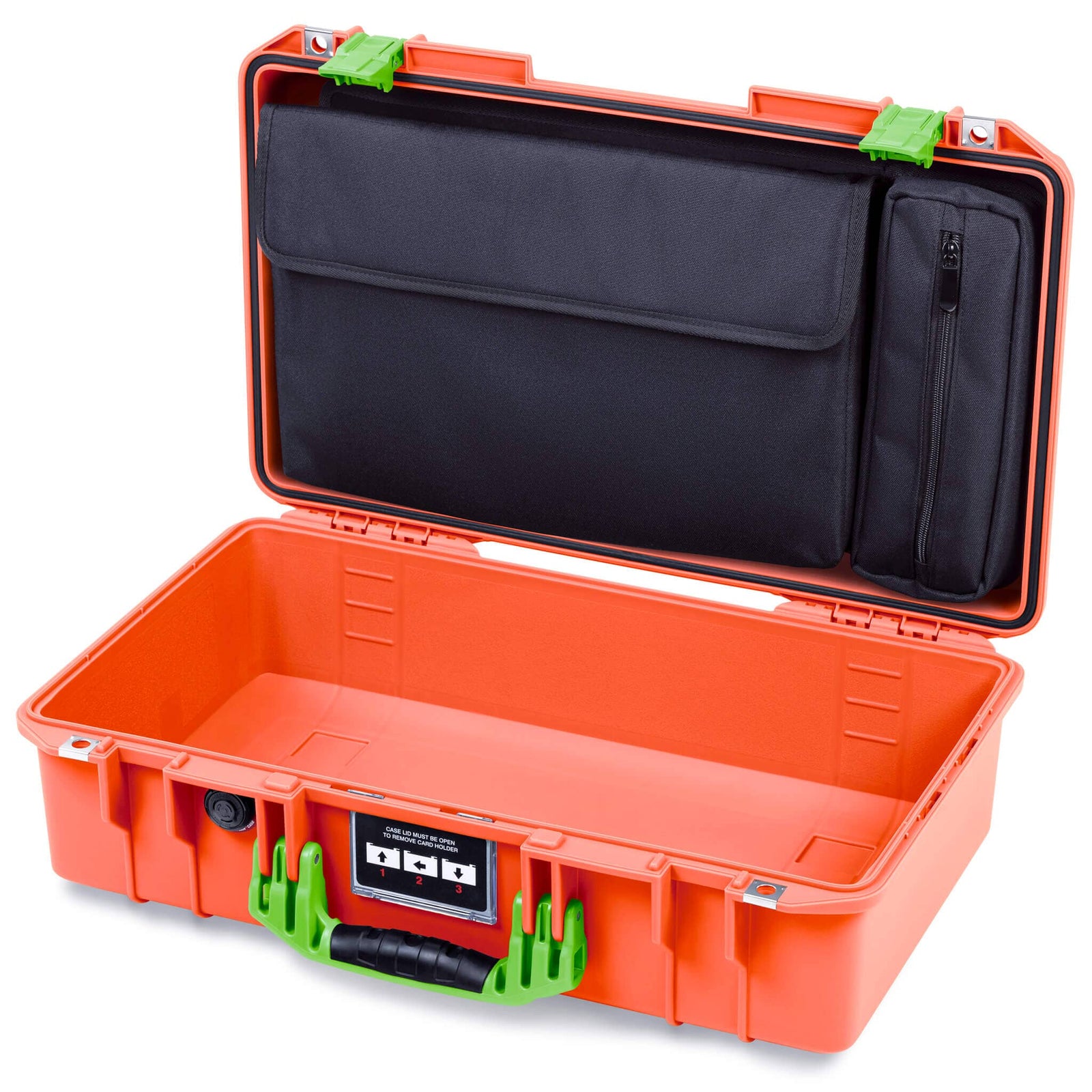 Pelican 1525 Air Case, Orange with Lime Green Handle & Latches ColorCase 