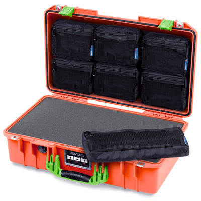 Pelican 1525 Air Case, Orange with Lime Green Handle & Latches ColorCase