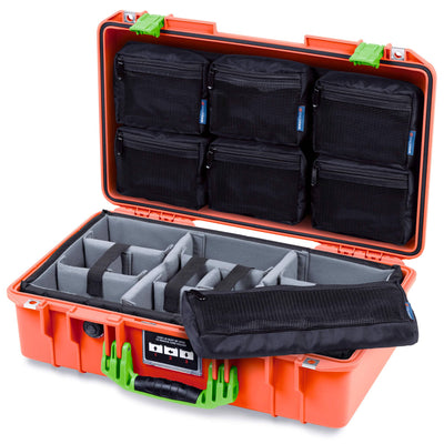 Pelican 1525 Air Case, Orange with Lime Green Handle & Latches ColorCase