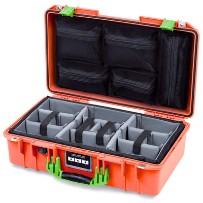 Pelican 1525 Air Case, Orange with Lime Green Handle & Latches ColorCase