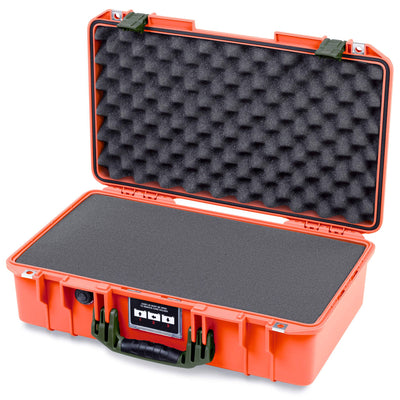 Pelican 1525 Air Case, Orange with OD Green Handle & Latches Pick & Pluck Foam with Convolute Lid Foam ColorCase 015250-0001-150-131
