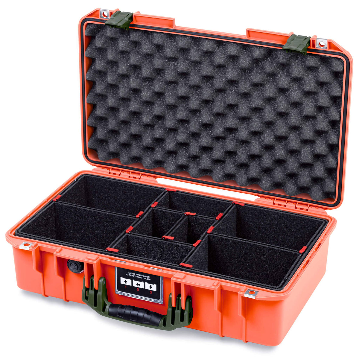 Pelican 1525 Air Case, Orange with OD Green Handle &amp; Latches TrekPak Divider System with Convolute Lid Foam ColorCase 015250-0020-150-131
