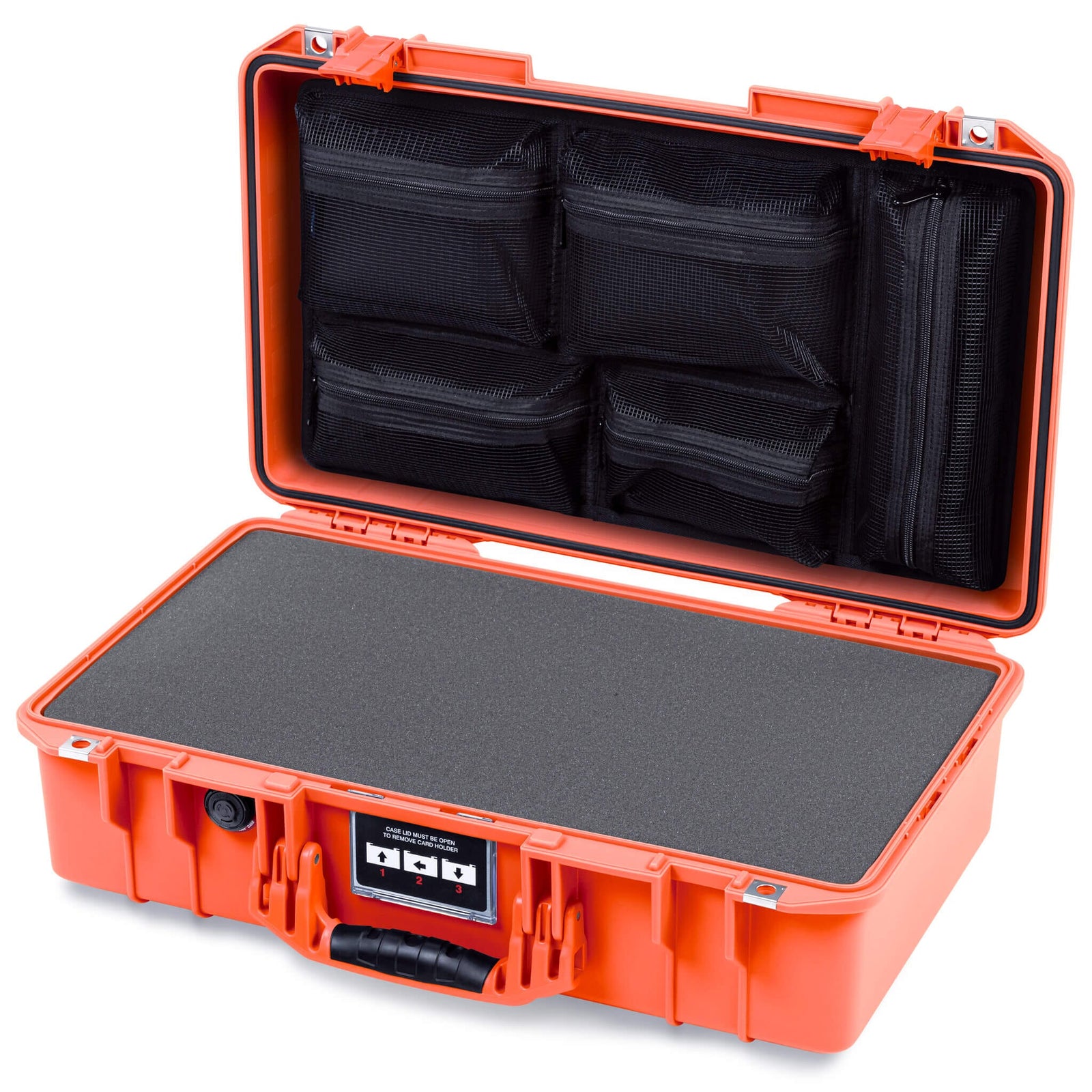 Pelican 1525 Air Case, Orange Pick & Pluck Foam with Mesh Lid Organizer ColorCase 015250-0101-150-151