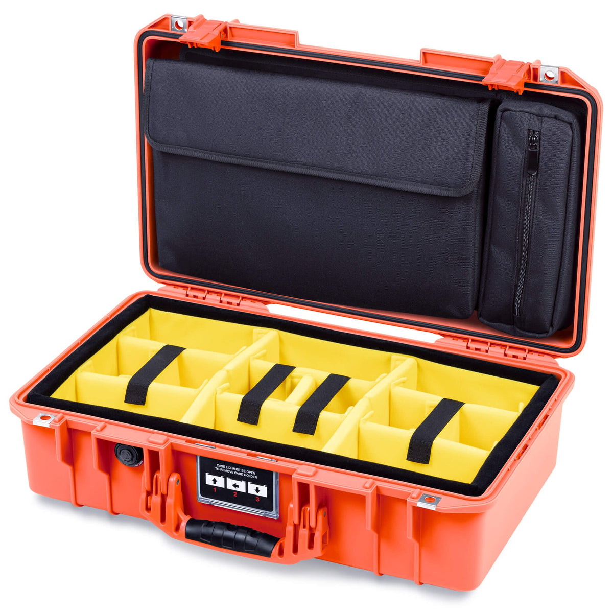 Pelican 1525 Air Case, Orange Yellow Padded Microfiber Dividers with Laptop Computer Pouch ColorCase 015250-0210-150-151
