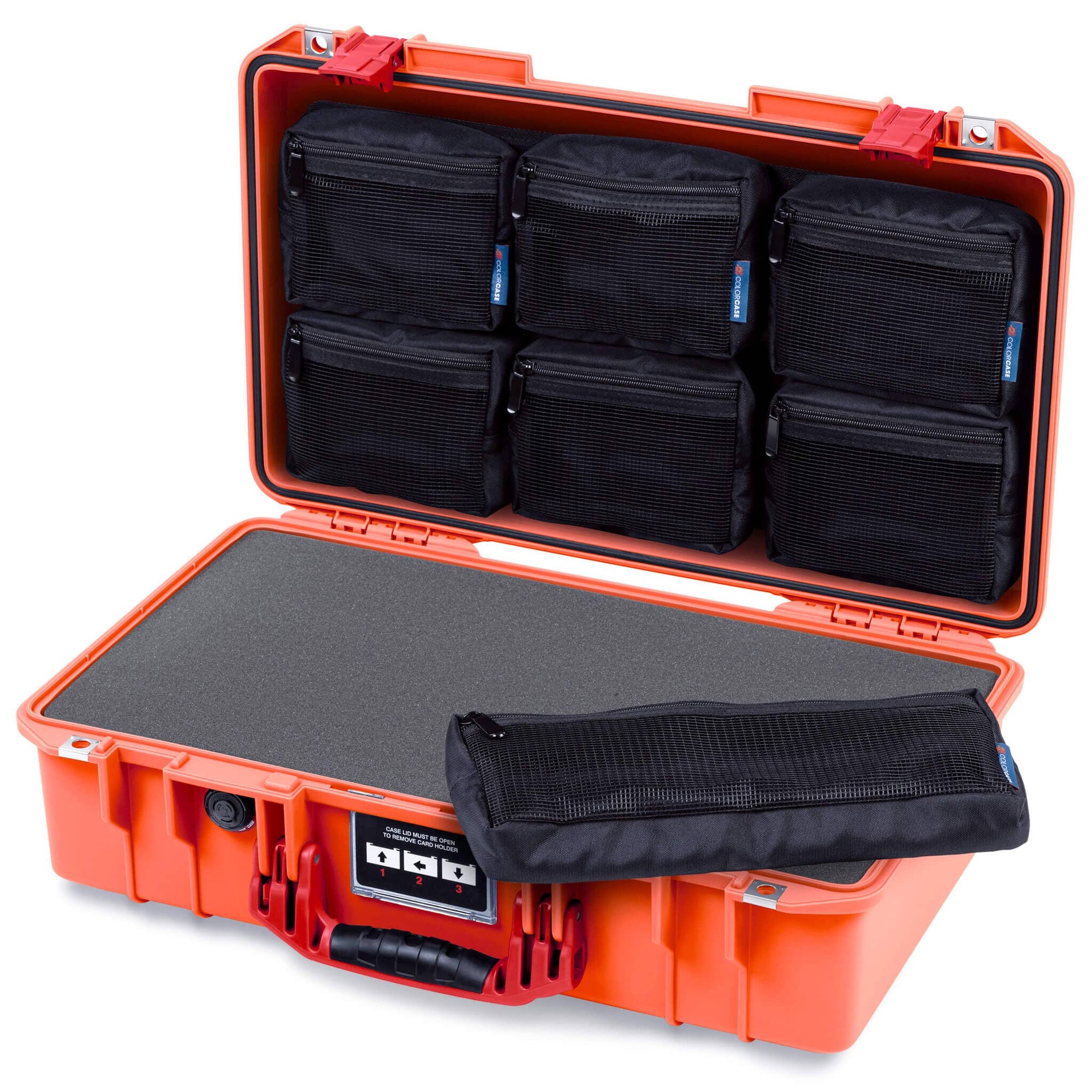 Pelican 1525 Air Case, Orange with Red Handle & Latches ColorCase