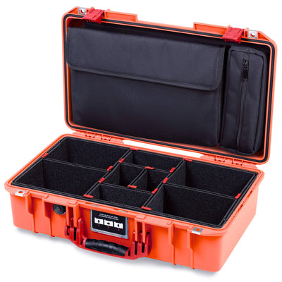 Pelican 1525 Air Case, Orange with Red Handle & Latches TrekPak Divider Sytem with Laptop Computer Pouch ColorCase 015250-0220-150-321