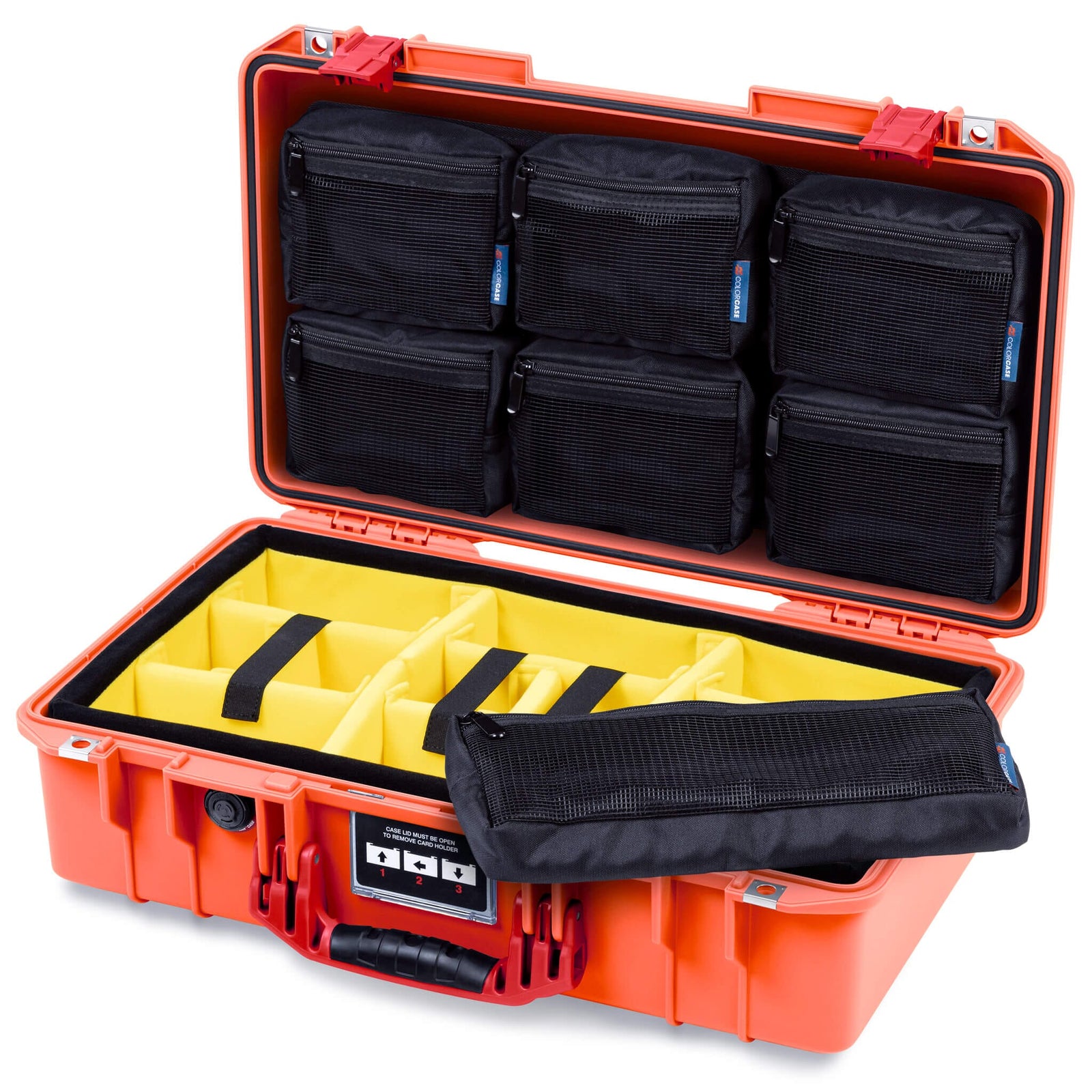 Pelican 1525 Air Case, Orange with Red Handle & Latches ColorCase 