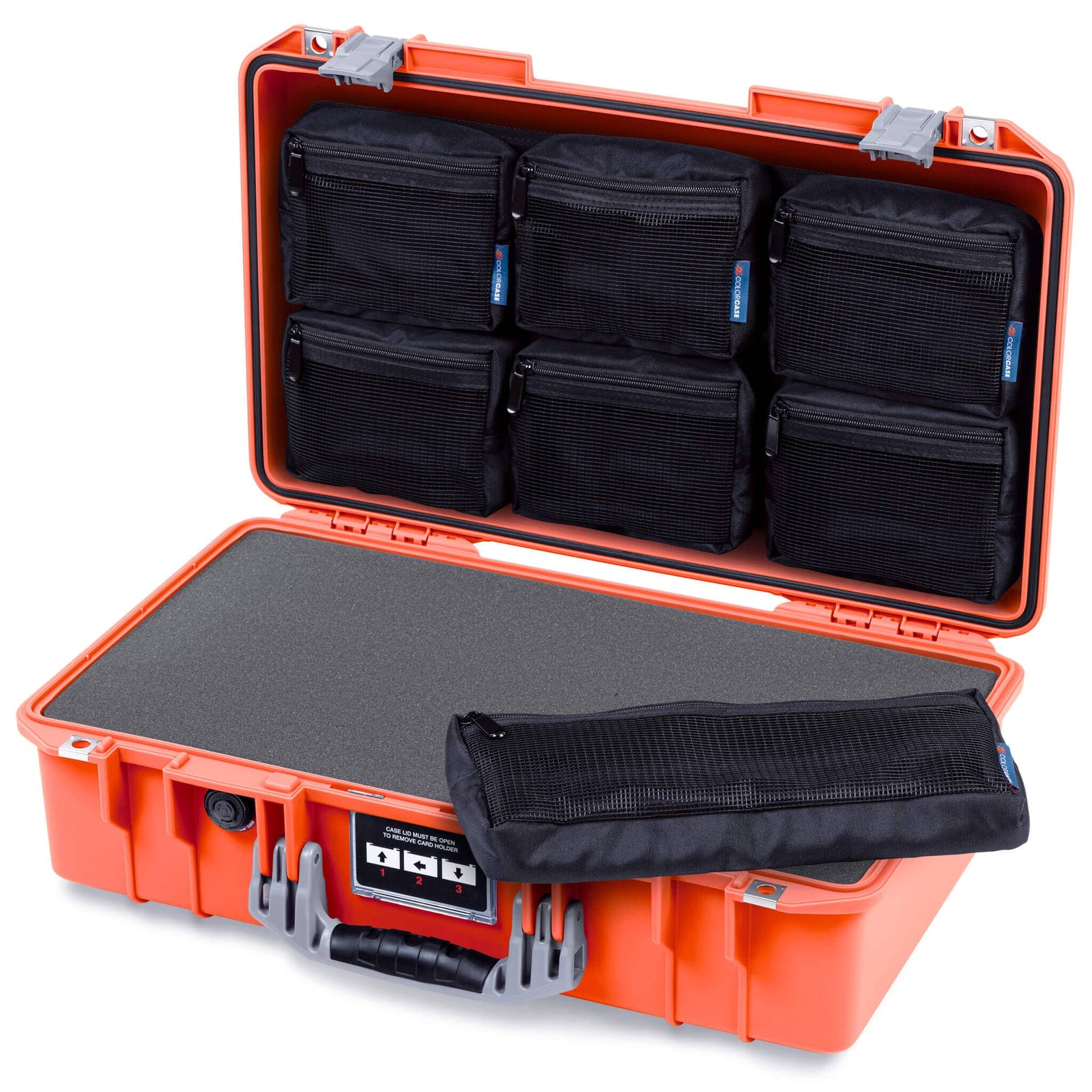 Pelican 1525 Air Case, Orange with Silver Handle & Latches ColorCase 