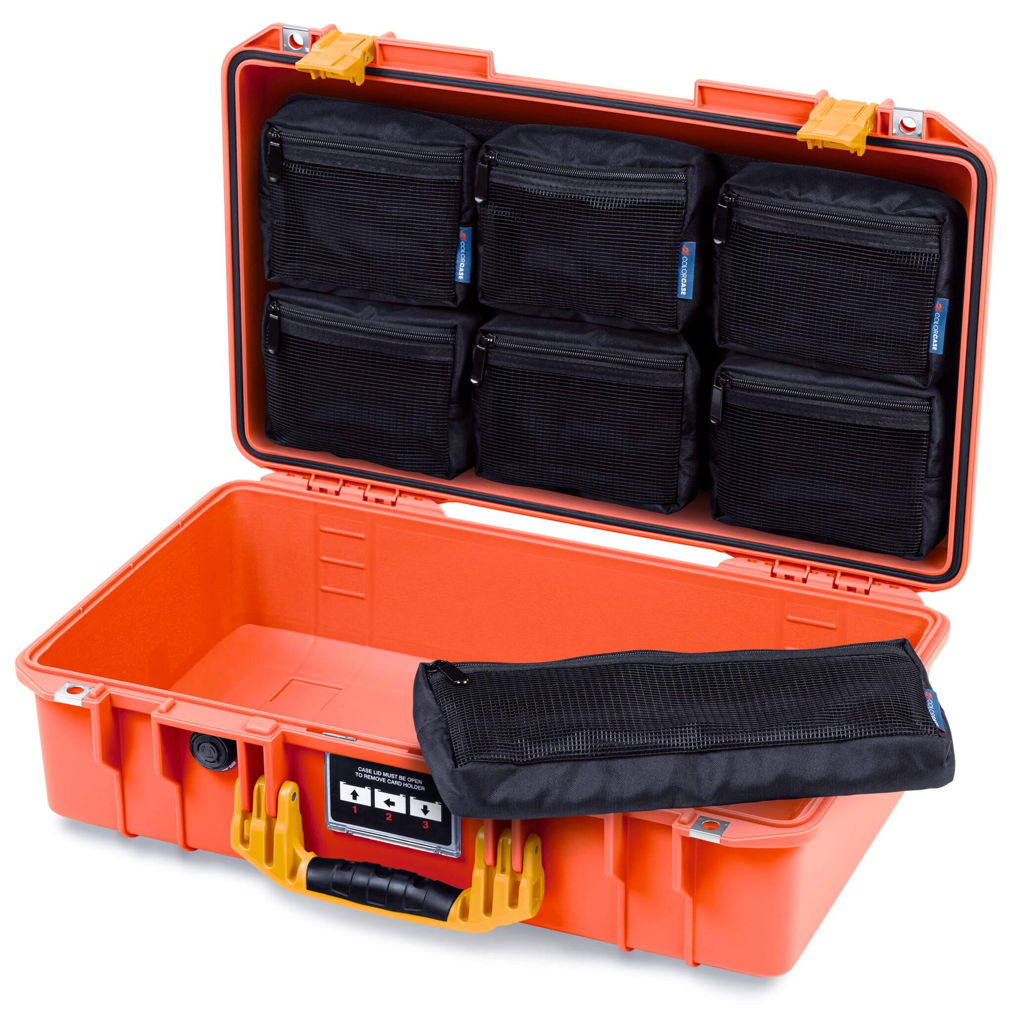 Pelican 1525 Air Case, Orange with Yellow Handle & Latches ColorCase