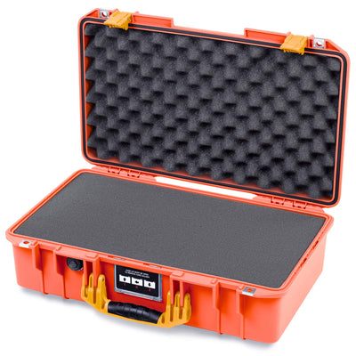 Pelican 1525 Air Case, Orange with Yellow Handle & Latches Pick & Pluck Foam with Convolute Lid Foam ColorCase 015250-0001-150-241