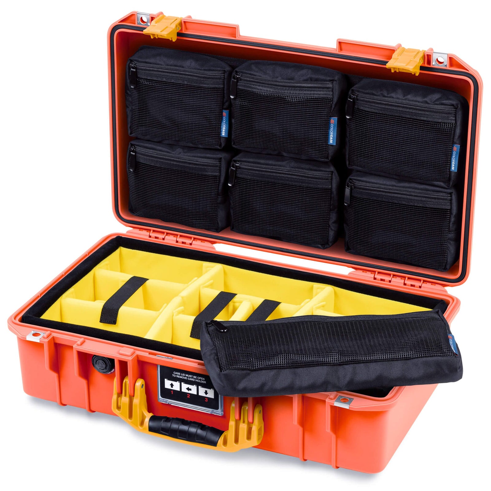 Pelican 1525 Air Case, Orange with Yellow Handle & Latches ColorCase 