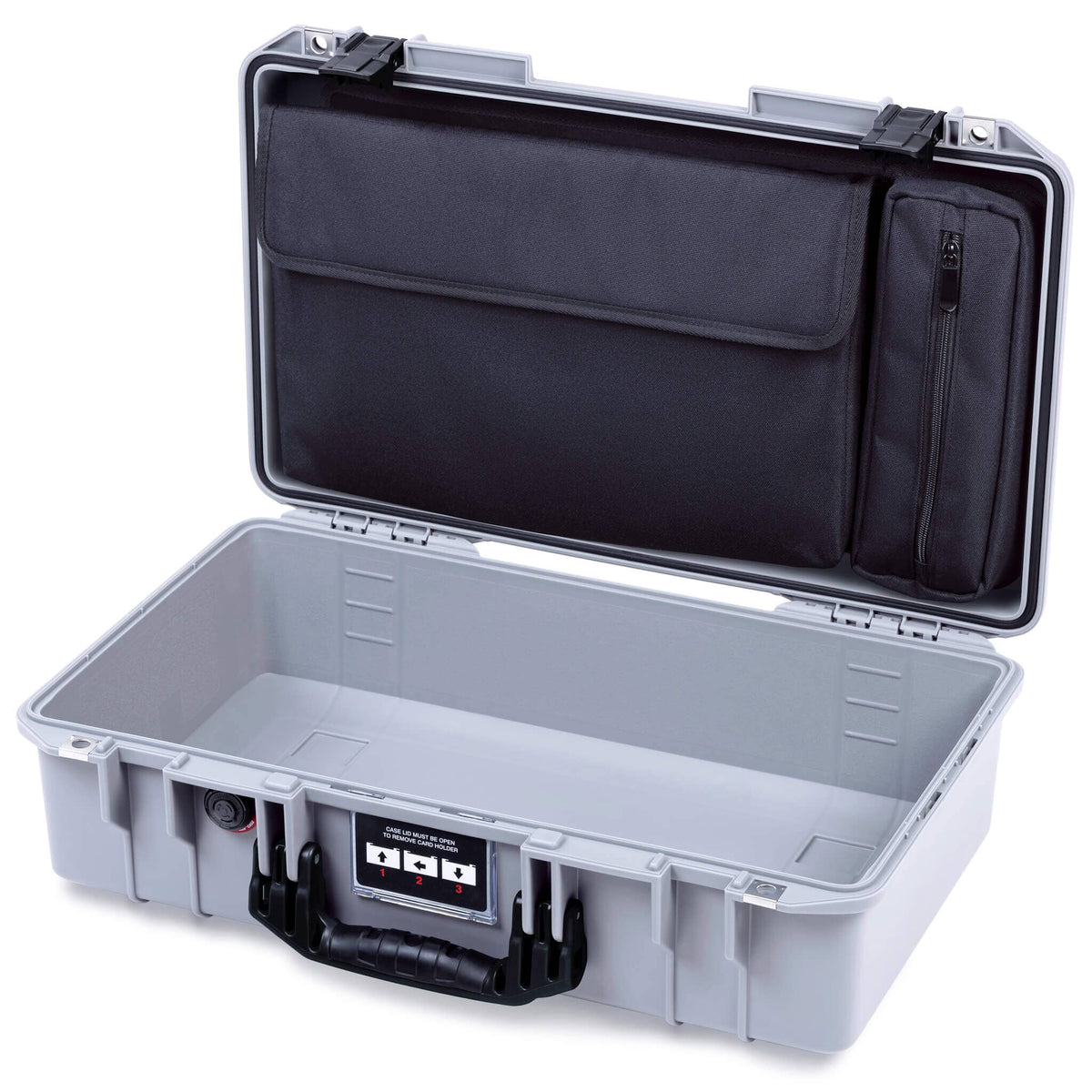 Pelican 1525 Air Case, Silver with Black Handle &amp; Latches ColorCase 