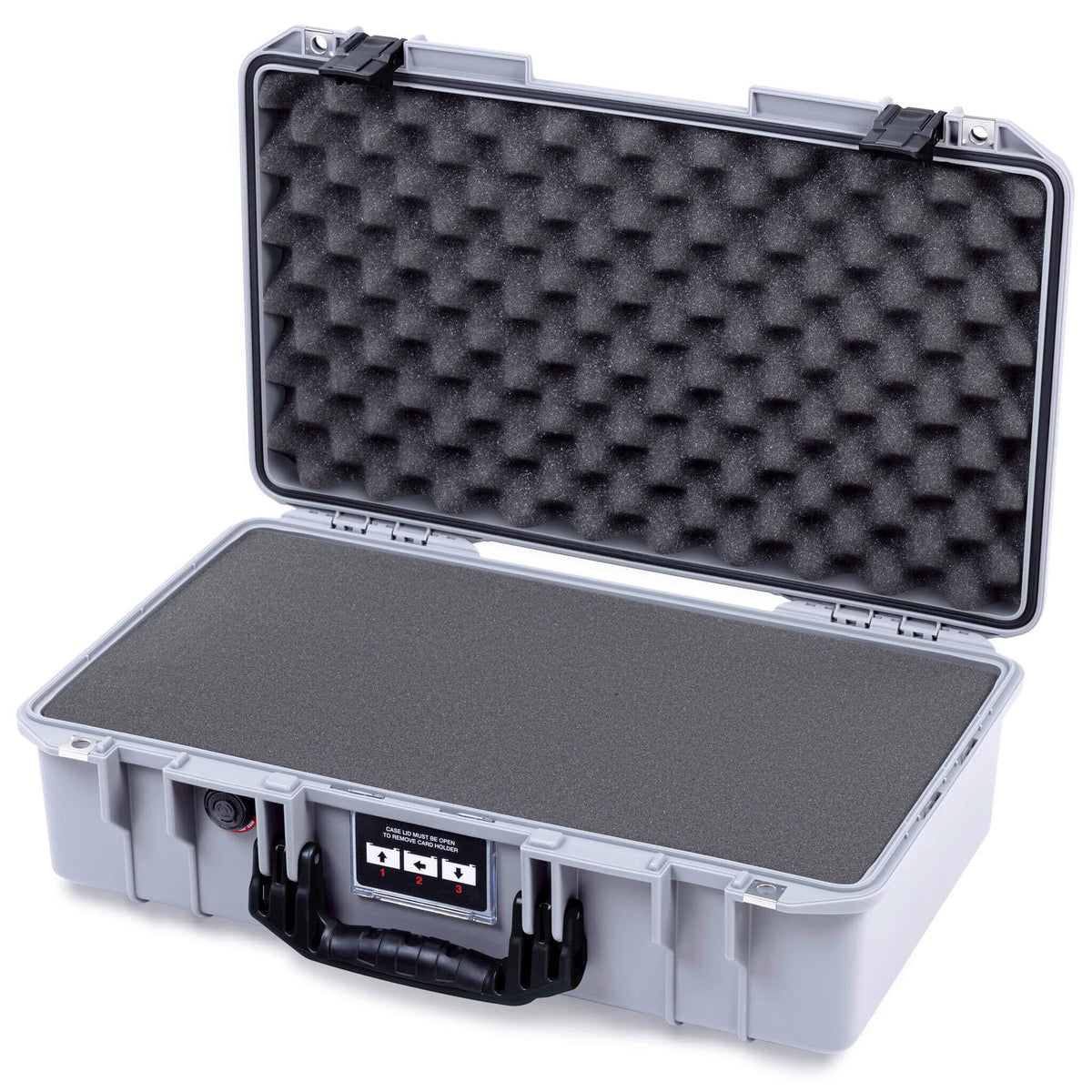 Pelican 1525 Air Case, Silver with Black Handle &amp; Latches Pick &amp; Pluck Foam with Convolute Lid Foam ColorCase 015250-0001-180-111