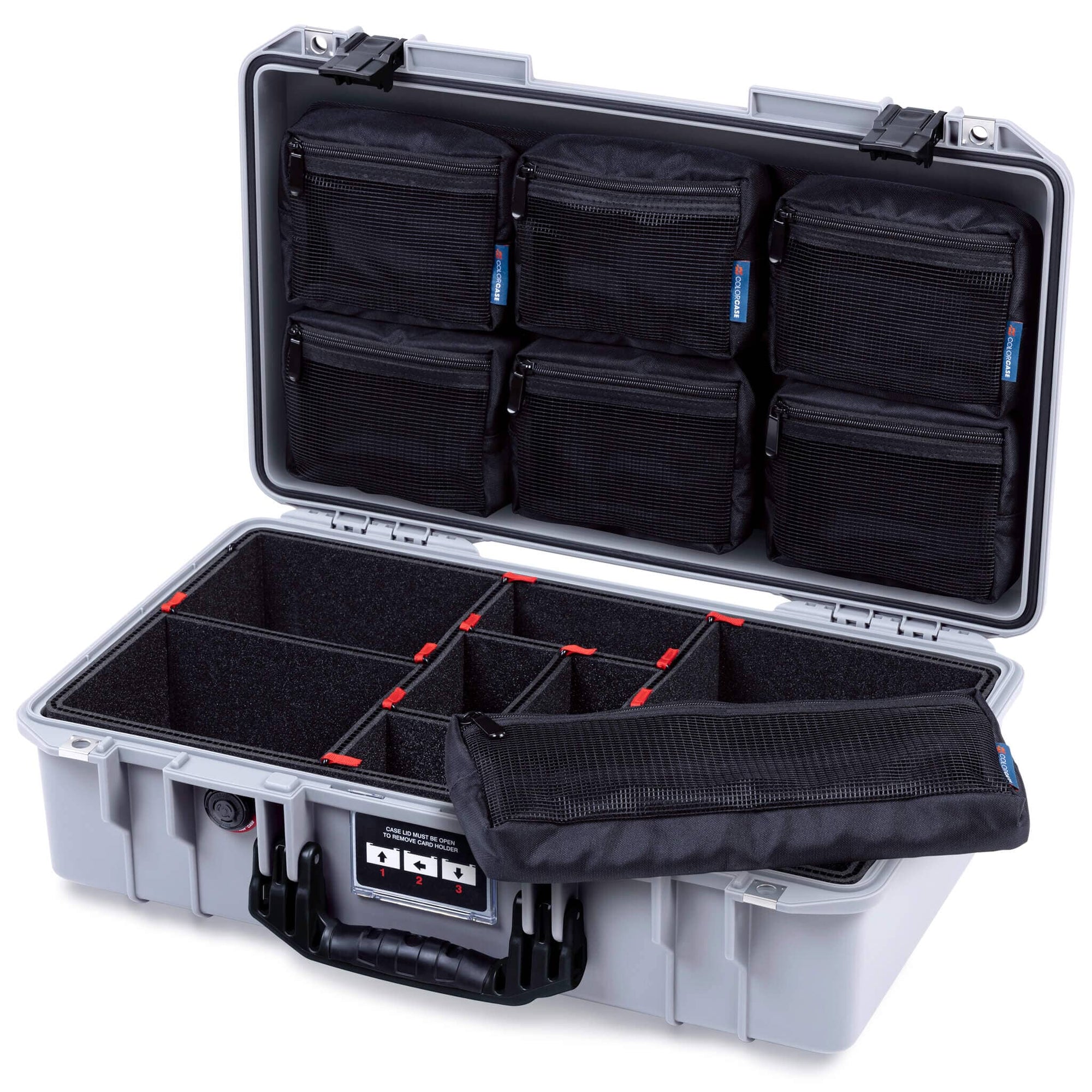 Pelican 1525 Air Case, Silver with Black Handle & Latches ColorCase