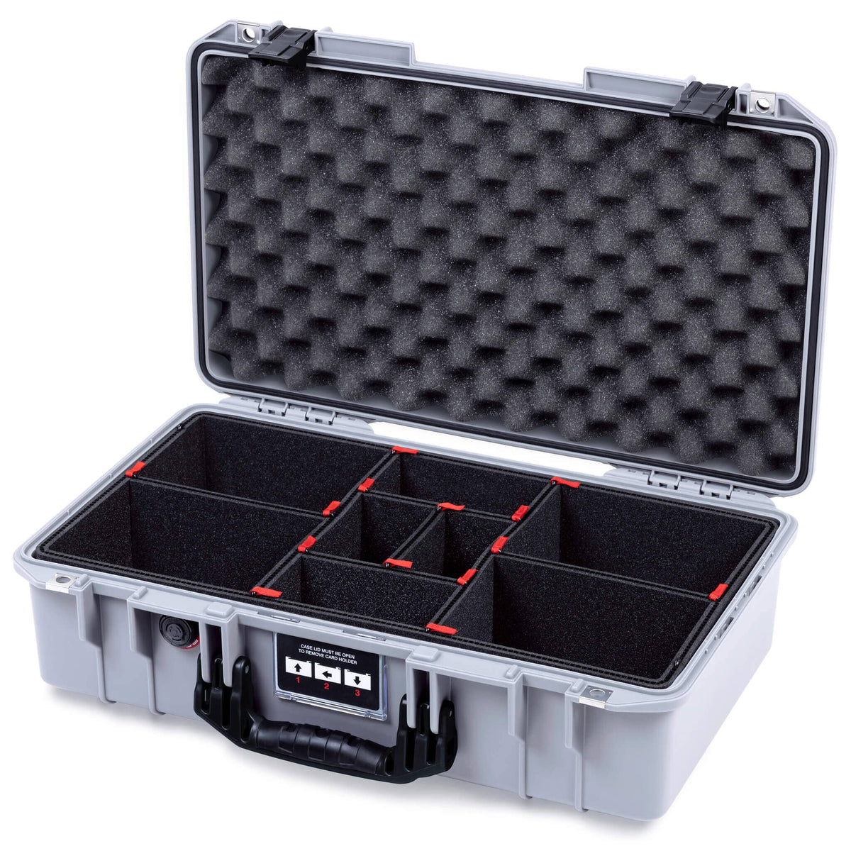 Pelican 1525 Air Case, Silver with Black Handle &amp; Latches TrekPak Divider System with Convolute Lid Foam ColorCase 015250-0020-180-111