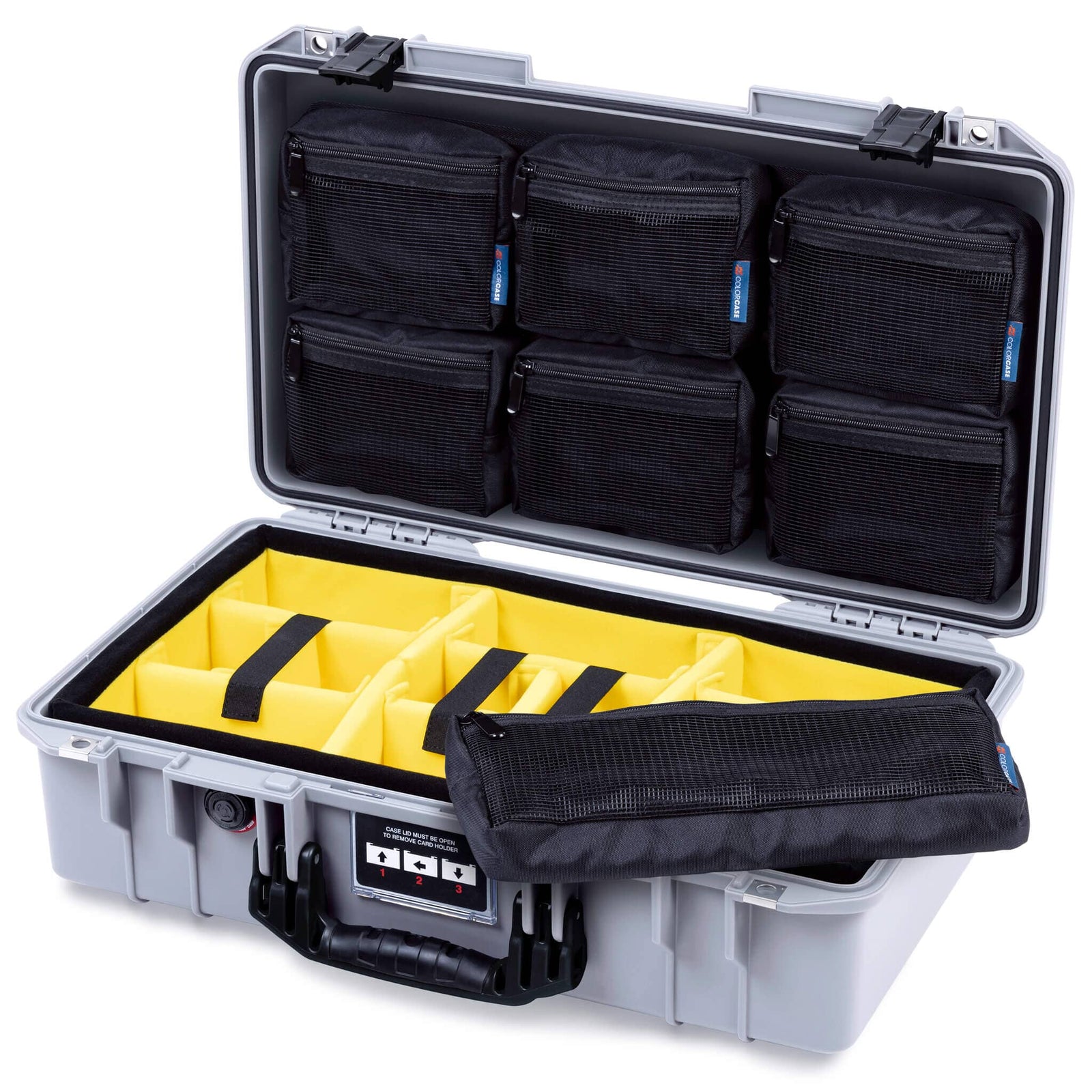 Pelican 1525 Air Case, Silver with Black Handle & Latches ColorCase 
