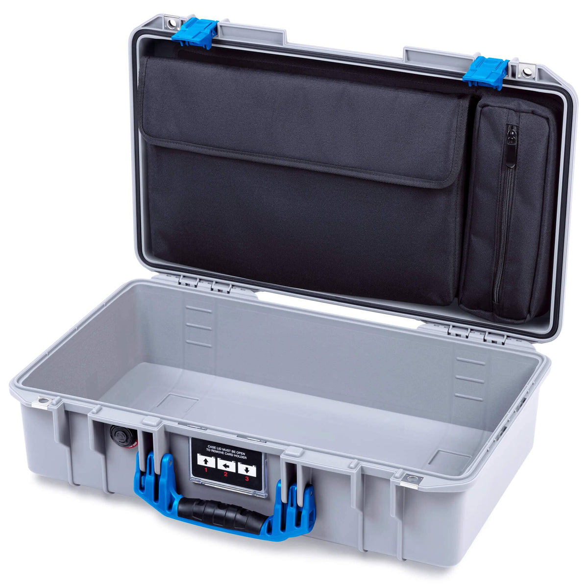 Pelican 1525 Air Case, Silver with Blue Handle & Latches ColorCase 