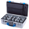 Pelican 1525 Air Case, Silver with Blue Handle & Latches ColorCase