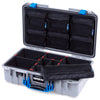 Pelican 1525 Air Case, Silver with Blue Handle & Latches ColorCase