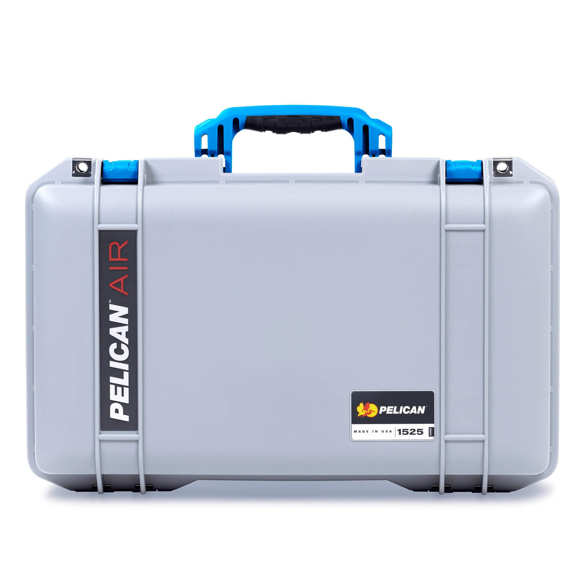 Pelican 1525 Air Case, Silver with Blue Handle &amp; Latches ColorCase 