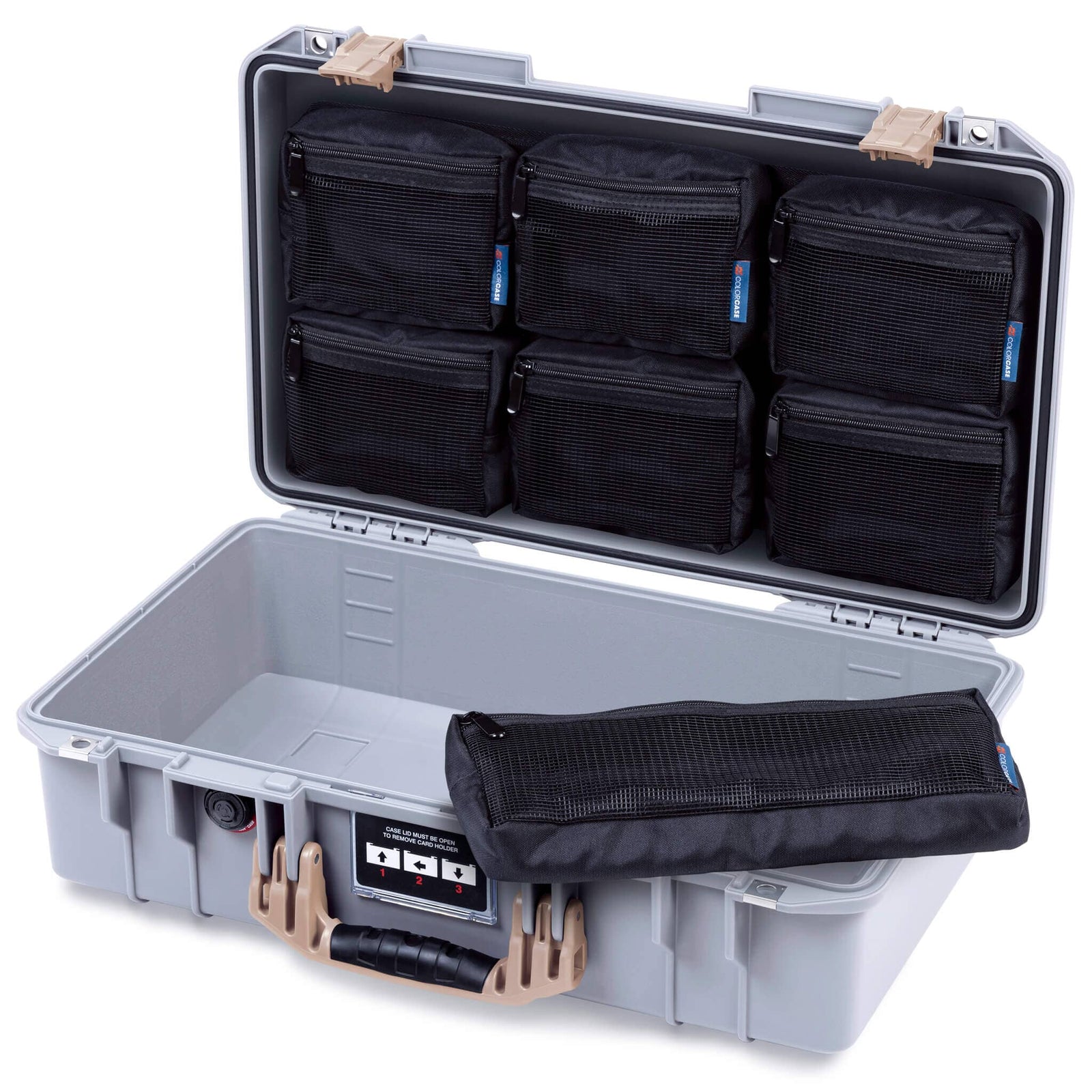 Pelican 1525 Air Case, Silver with Desert Tan Handle & Latches ColorCase 