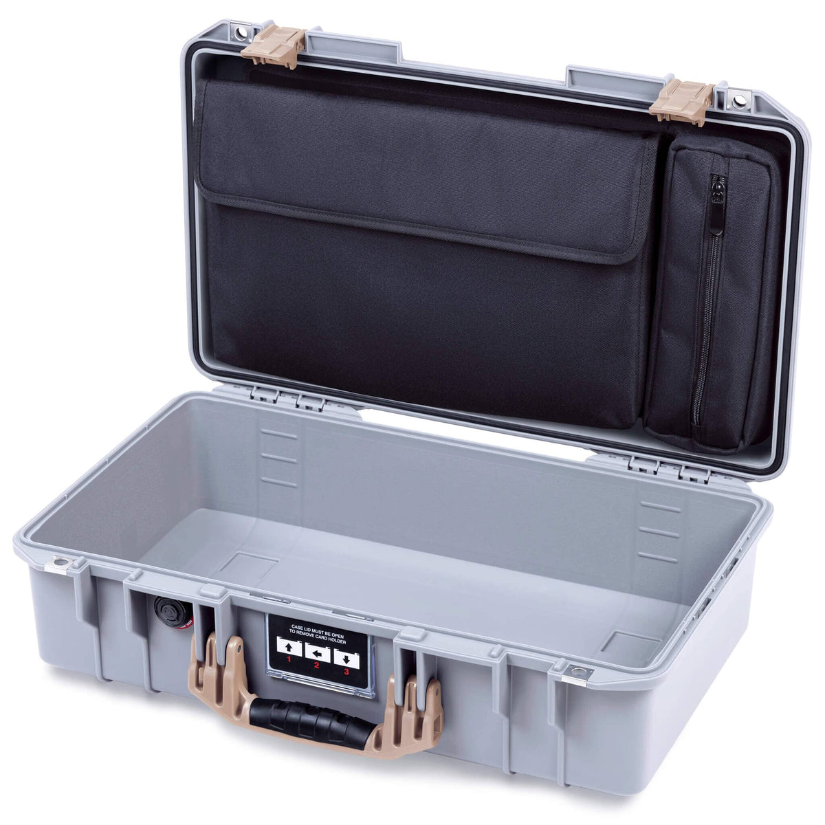 Pelican 1525 Air Case, Silver with Desert Tan Handle &amp; Latches ColorCase 