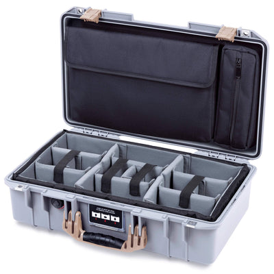 Pelican 1525 Air Case, Silver with Desert Tan Handle & Latches ColorCase