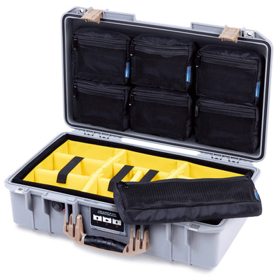 Pelican 1525 Air Case, Silver with Desert Tan Handle & Latches ColorCase