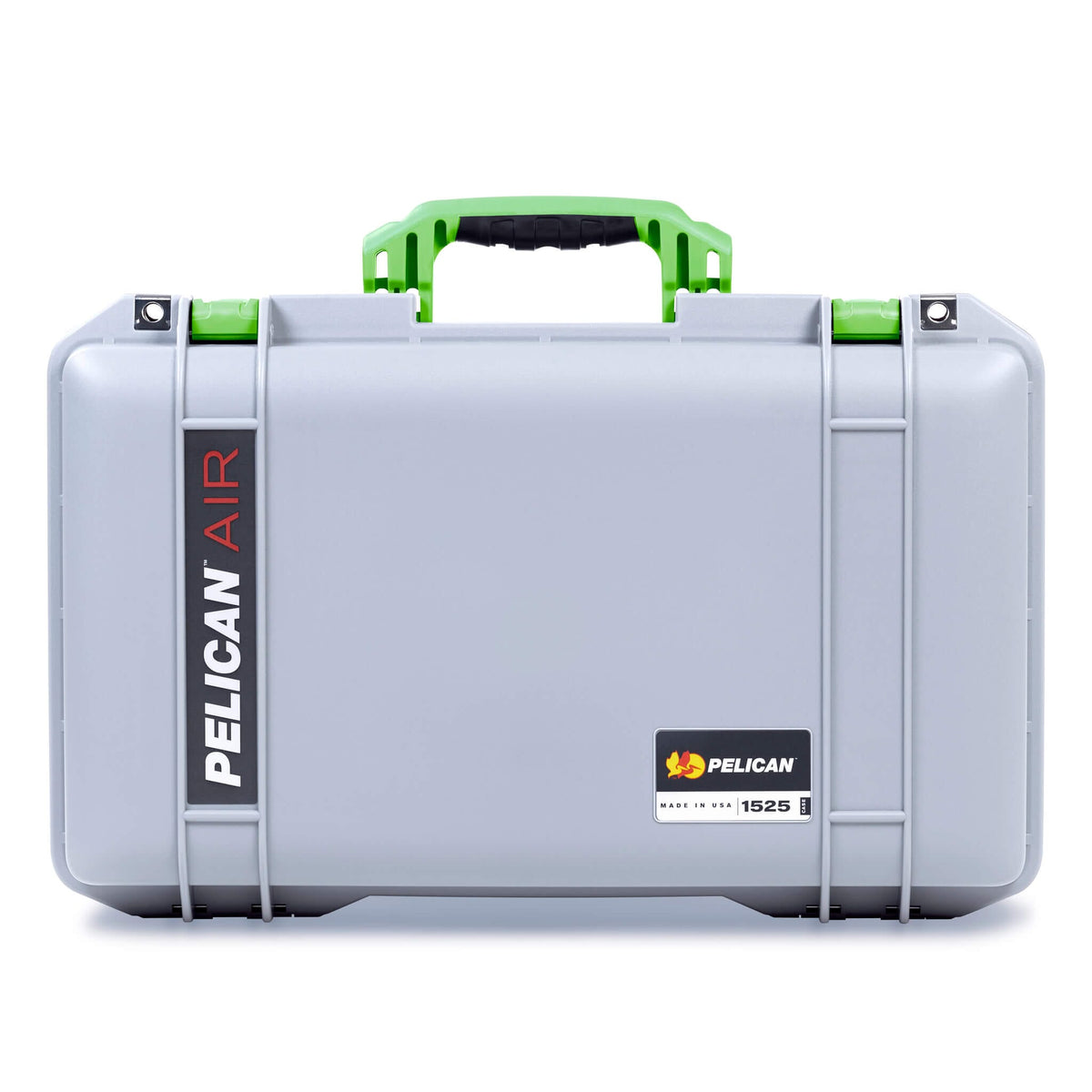 Pelican 1525 Air Case, Silver with Lime Green Handle &amp; Latches ColorCase 