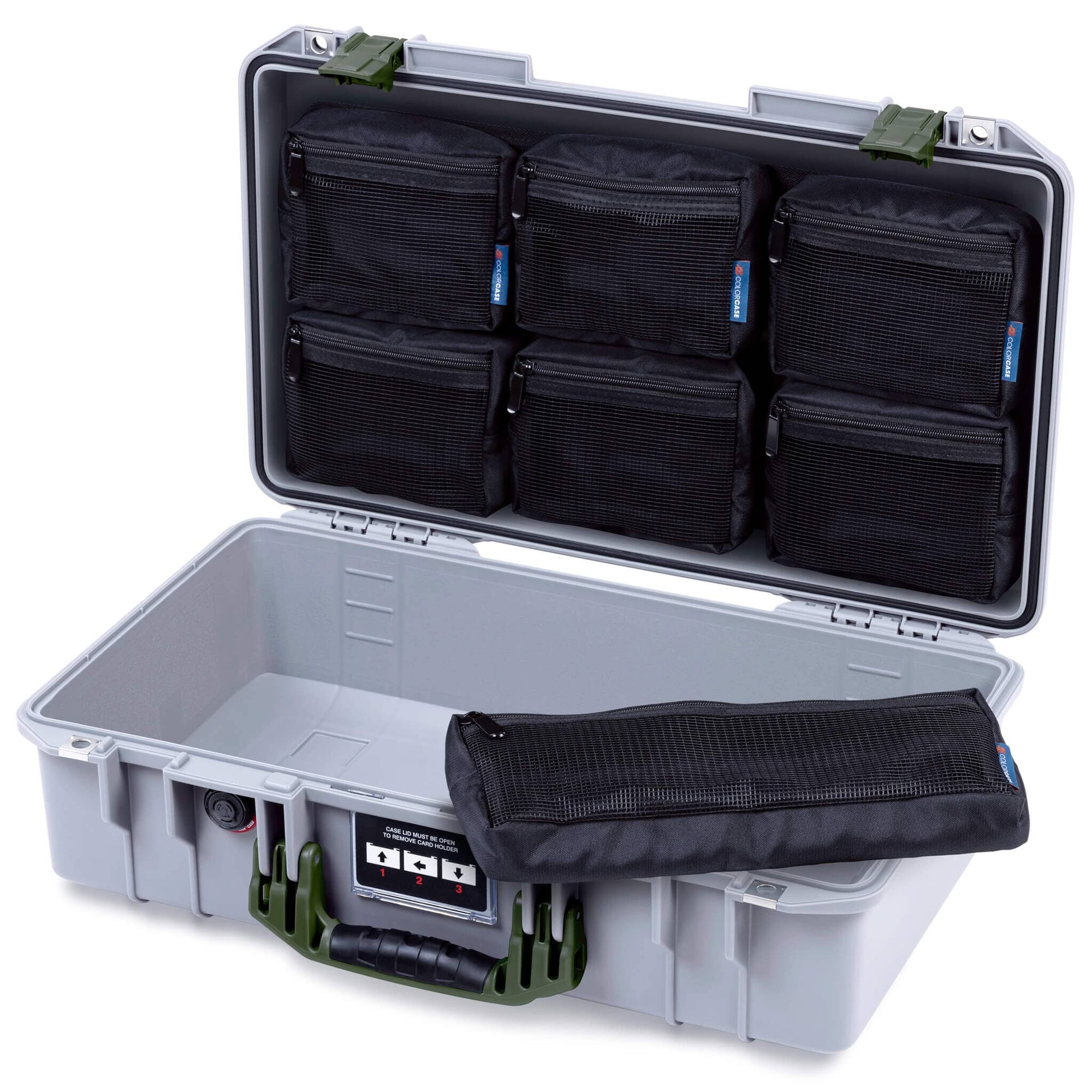 Pelican 1525 Air Case, Silver with OD Green Handle & Latches ColorCase