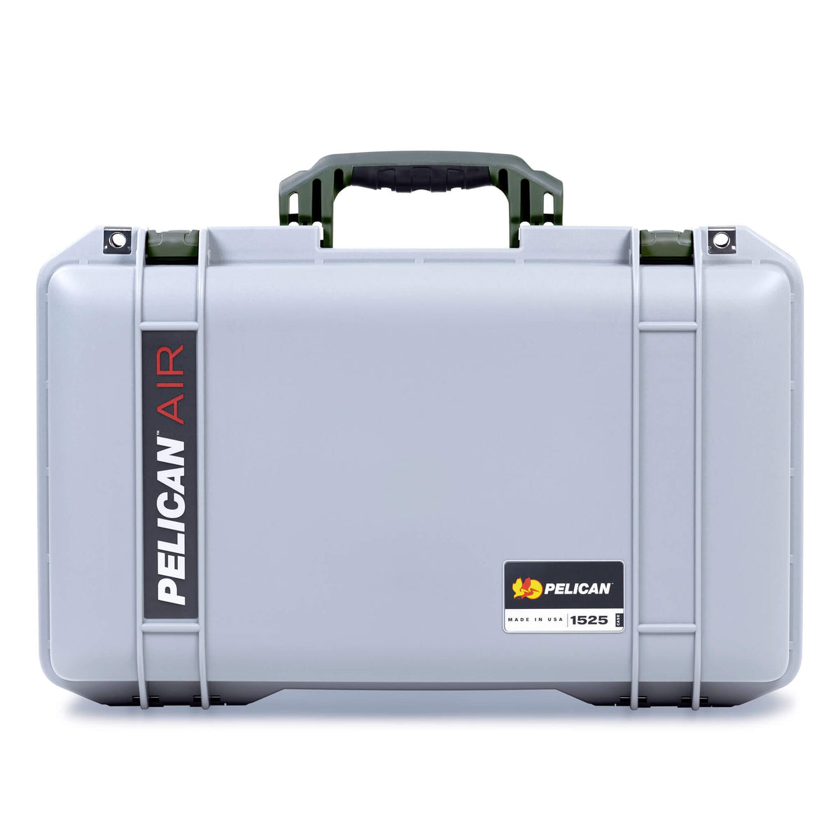 Pelican 1525 Air Case, Silver with OD Green Handle &amp; Latches ColorCase 