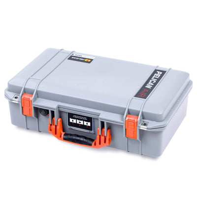 Pelican 1525 Air Case, Silver with Orange Handle & Latches ColorCase