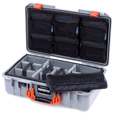 Pelican 1525 Air Case, Silver with Orange Handle & Latches ColorCase