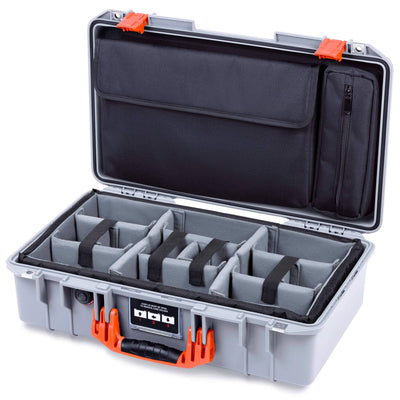 Pelican 1525 Air Case, Silver with Orange Handle & Latches ColorCase