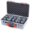 Pelican 1525 Air Case, Silver with Orange Handle & Latches ColorCase