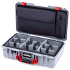 Pelican 1525 Air Case, Silver with Red Handle & Latches ColorCase