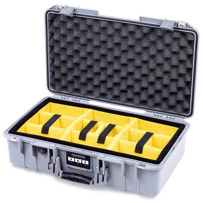 Pelican 1525 Air Case, Silver Yellow Padded Microfiber Dividers with Convolute Lid Foam ColorCase 015250-0010-180-181