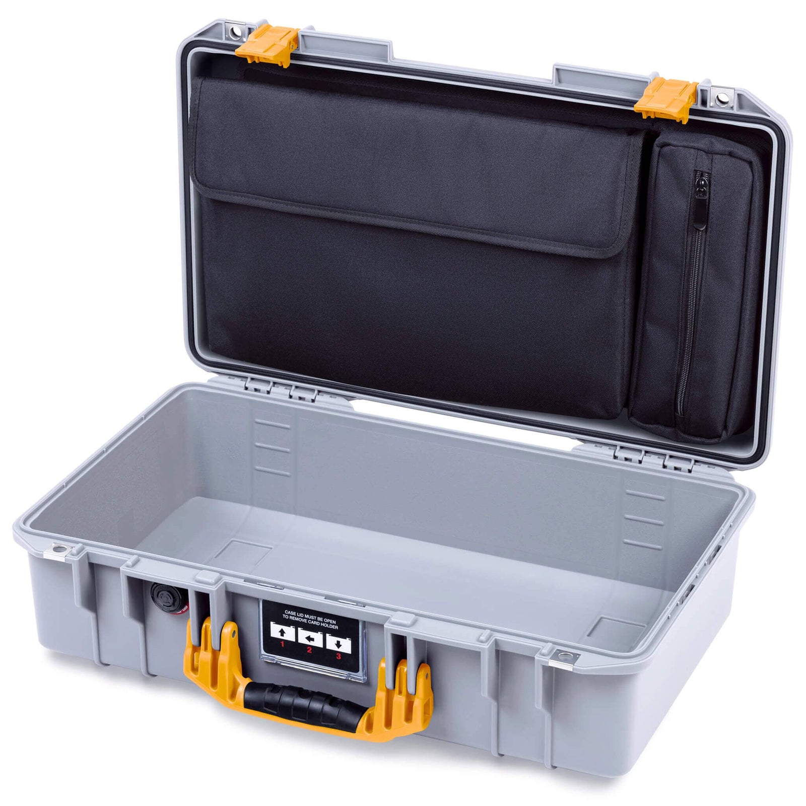 Pelican 1525 Air Case, Silver with Yellow Handle & Latches ColorCase 