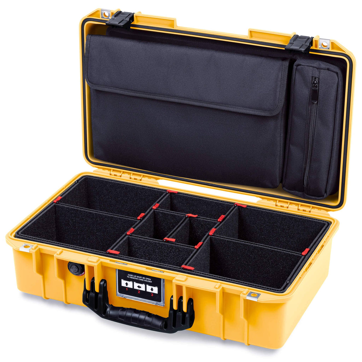 Pelican 1525 Air Case, Yellow with Black Handle &amp; Latches TrekPak Divider Sytem with Laptop Computer Pouch ColorCase 015250-0220-240-111