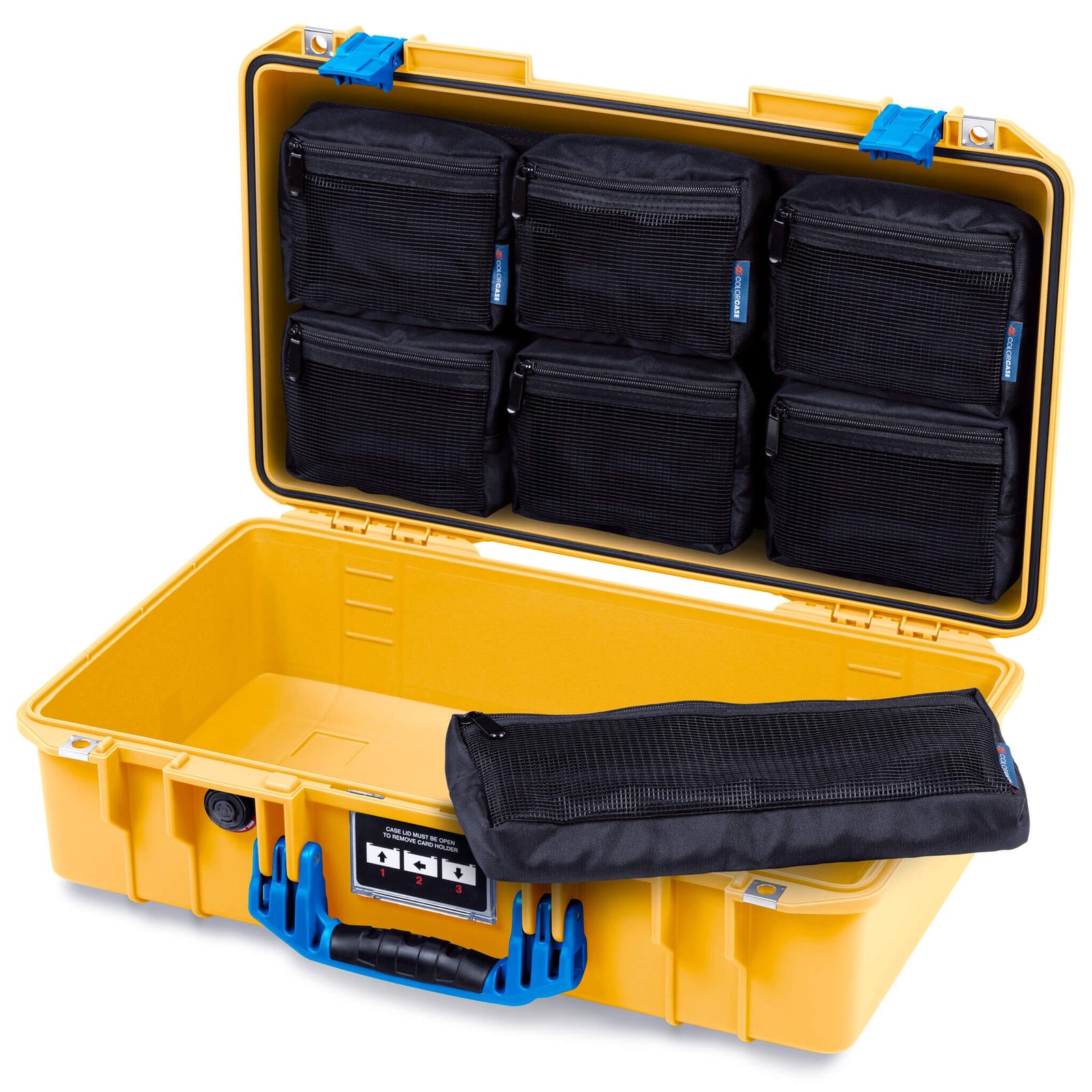 Pelican 1525 Air Case, Yellow with Blue Handle & Latches ColorCase 