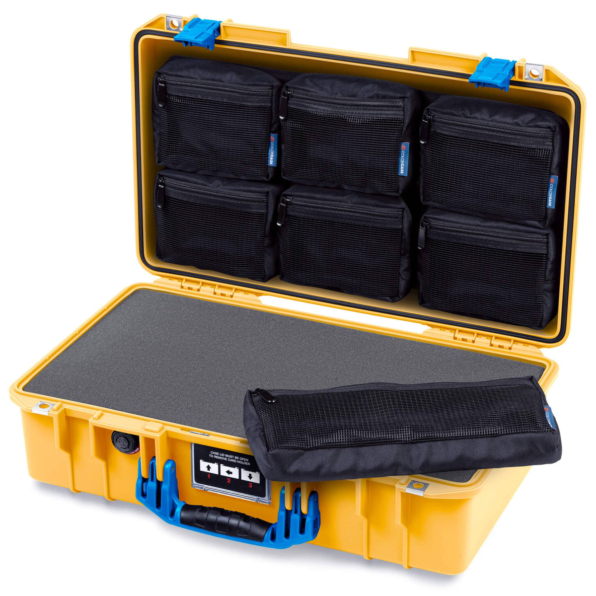 Pelican 1525 Air Case, Yellow with Blue Handle &amp; Latches ColorCase 