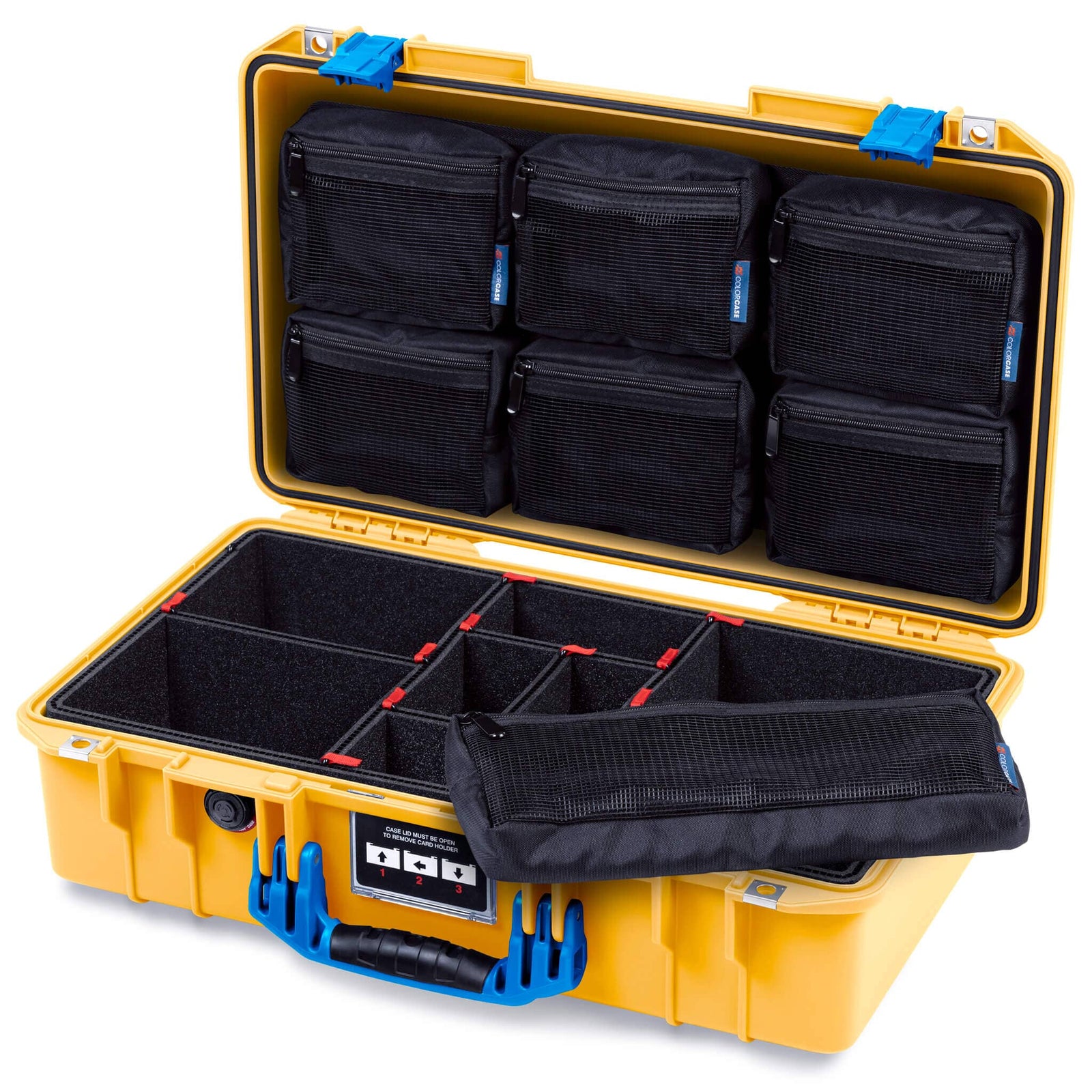 Pelican 1525 Air Case, Yellow with Blue Handle & Latches ColorCase 